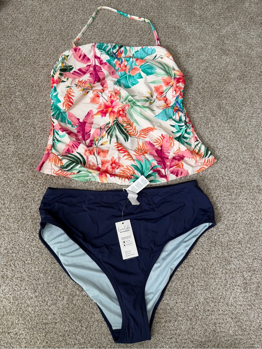 NWT Cupshe Floral One Strap Tankini Set